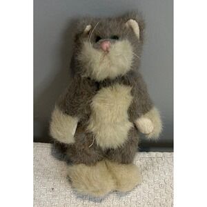 Boyds Collection Archive Series Vintage Plush Cat Grey Cream Handmade 1990-98